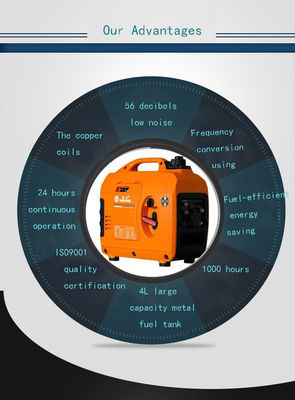 Motor de cobre completo de quatro tempos 1kw inversor digital gerador de gasolina 230V ar forçado