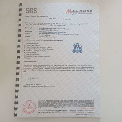 Lâmina de certificação ISO9001 para Pequenas Peças de Motores Jichai e Chidong