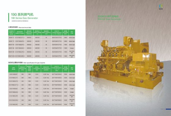 Fonte de gás Gás de 500 kW Pequeno gerador de gás natural G12V190zldt-2 com tecnologia avançada